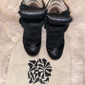 Isabel Marant classic black pony hair wedges